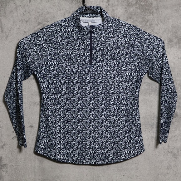 Smith & Quinn Tops - Smith & Quinn 1/4 Zip Pullover Womens Medium Navy Blue White Floral Golf Preppy